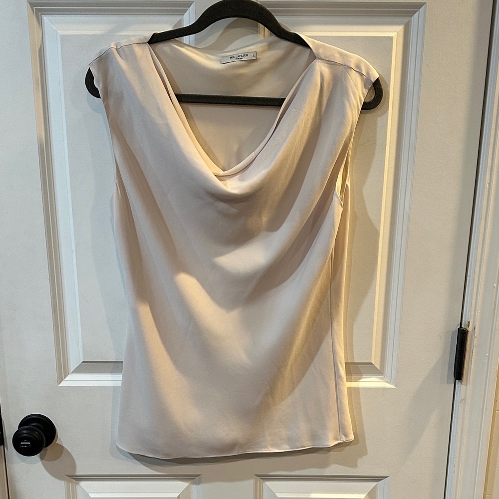 MM Lafleur Cream Draped Sleeveless Blouse